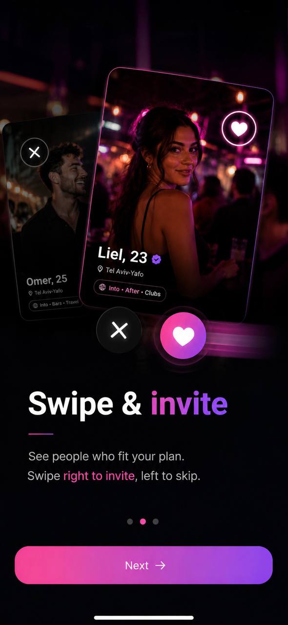 After Up swipe and invite onboarding screen